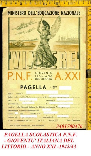 Pagella scolastica f - pagella, p.n.f