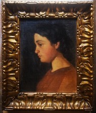Dipinto antico con ragazza Secolo XIX  Cornice d’epoca Giovanni Campriani?