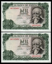 PAREJA CORRELATIVA 1000 PESETAS 1971 SERIE 3Q S/C-