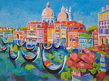 Quadro olio su tela dipinto Venezia Mondrian arte contemporanea no faccincani