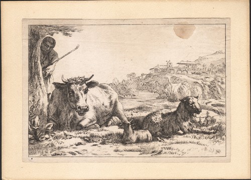 1690 gravure berger derrière - berger,