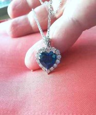 CUORE DELL'OCEANO COLLANA TITANIC IN VERE PIETRE PREZIOSE TOPAZIO BLU NATURALE