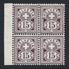 1905 SVIZZERA - n. 105, 15 c. marrone viola, nuovo di zecca ** firmato Raybaudi