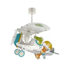 Aereo coccodrillo, lampada a sospensione, colorato, legno/plastica, da appendere, design giocoso