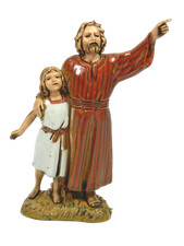 Pastore Uomo con Bimba Costumi Storici Landi Moranduzzo Cm 10 - Pastori Presepe