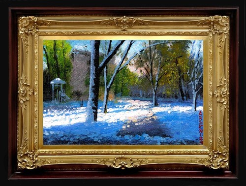 Prima mattina neve - prima, dipinto