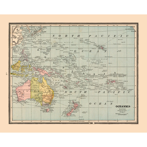 Mappa storica oceania cram - storica,