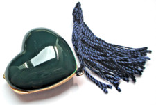 pendentif porte photo reliquaire grand cœur émail vert émeraude bijou rétro 5811