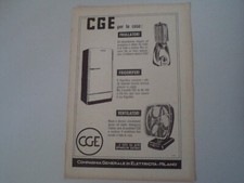 advertising Pubblicità 1953 CGE FRIGORIFERO VENTILATORE FRULLATORE