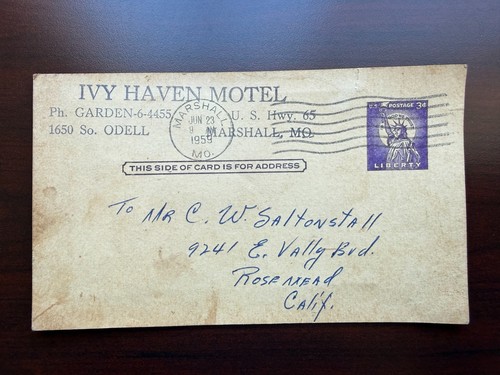 1959 cartolina ivy haven - ivy,