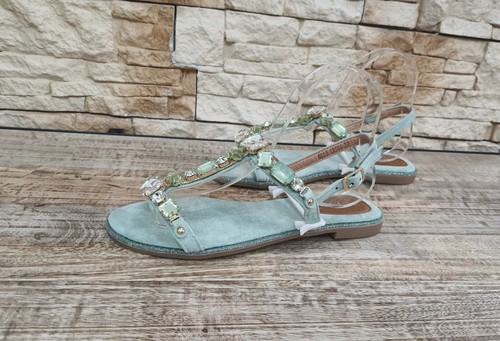 Sandali donna verde con pietre - sandali,
