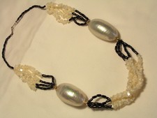 Vintage Assortito Madreperla & Nero Corallo Collana Perle 24.25 " Lungo