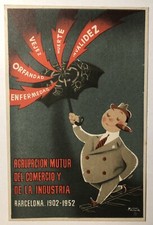 Cartolina Pubblicitaria gruppo commercio e industria Barcellona 1902-1952 T4