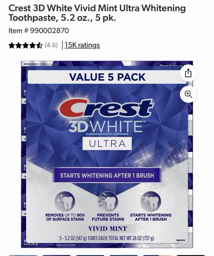 Crest dentifricio bianco - 3d,