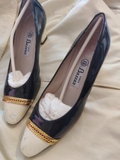 scarpe eleganti blu e bianche in vernice tacco 5 cm taglia 37,5 