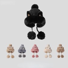 Cappello donna pelliccia sintetica cacciatore maglia berretto paillettes orecchio di gatto sci cosacco pom