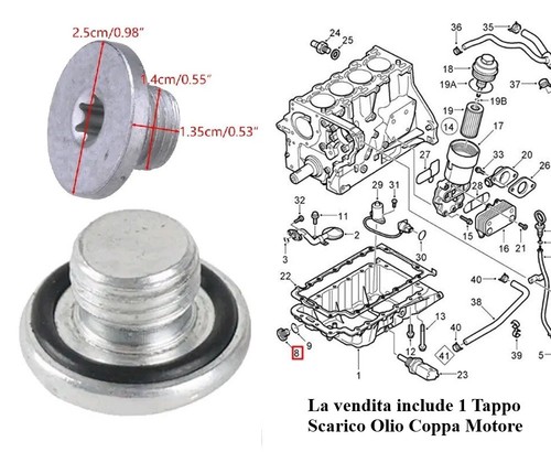Tappo coppa olio motore - tappo,