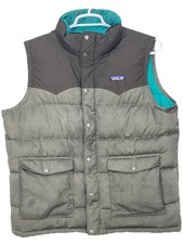 Patagonia Gilet Fionda Uomo L Marrone/Teal Snap Full Zip Tasche Difetti