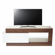 Porta TV HWC-B51, Tavolo TV, Struttura 3D Effetto Noce Lucido 55x150x47cm