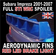 Spoiler stivale posteriore pinne Wrc completo + LED ROSSO ""Adatto"" a Subaru Impreza wrx sti 01-07 