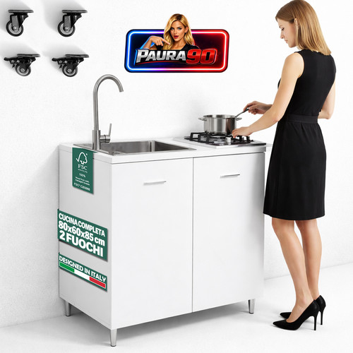 Cucina completa 80x60cm bianco - 80x60cm,