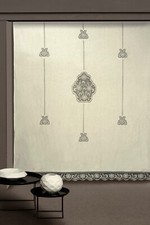 Tenda di Puro Lino Ricamata a Mano con filè e sfilature cm 240x310