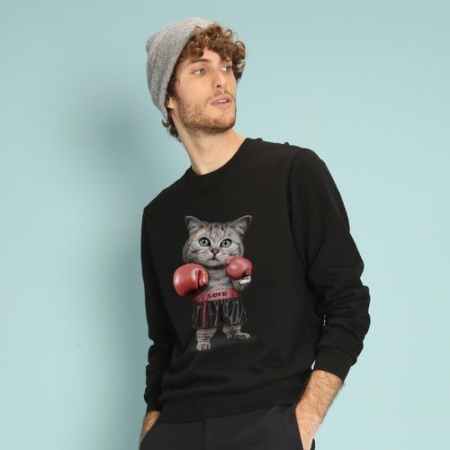 Felpa uomo colore nero boxing - felpa,