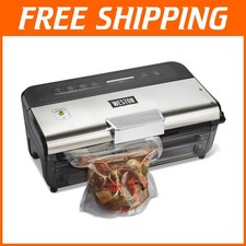 Liquid & Dry Vacuum Sealer + Built-In Cutter, Black