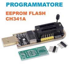 CH341A PROGRAMMATORE EEPROM FLASH BIOS 24 25 SERIES + Basetta sop-8/sop-16