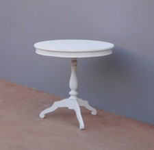 Tavolino tavolo tondo laccato Shabby Chic, gambo centrale, diam.70 cm!