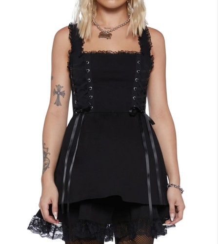 Abito nero stringato lolita - abito,