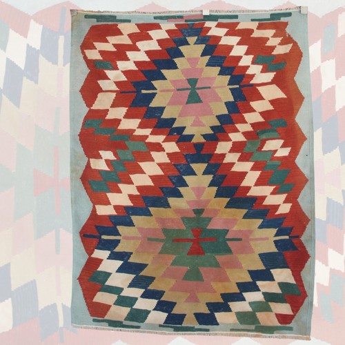 Kilim blu vintage fatto mano - fatto, a