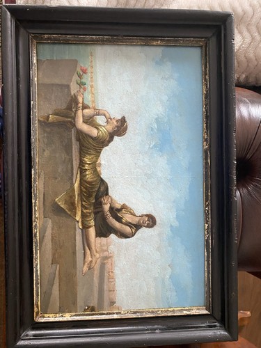 Quadro antico olio tela - su, del