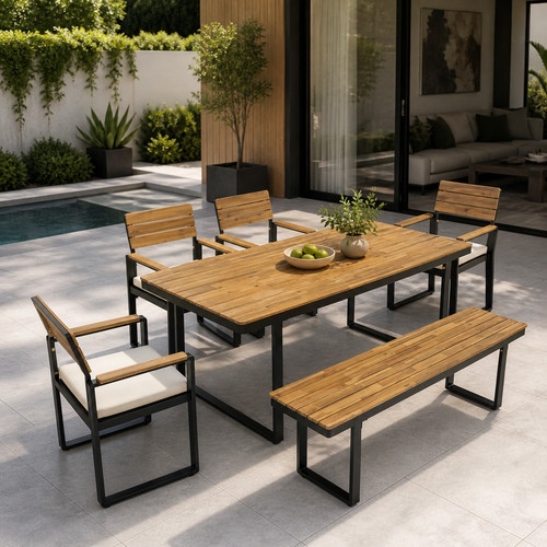 Set pranzo esterno legno - set,