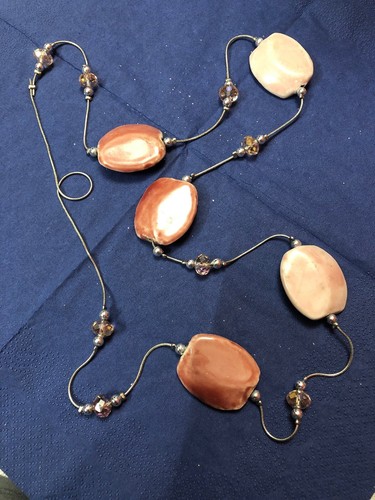 Collana lunga rosa pietre dure - collana,