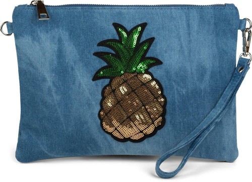 Clutch denim con - , luccicanti