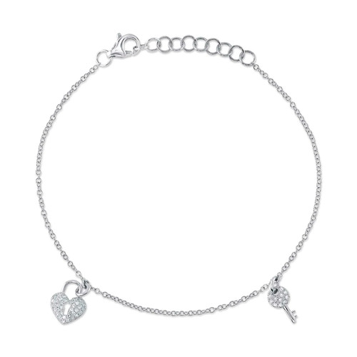 14k oro bianco diamante cuore - bianco,