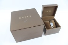 Orologio Gucci 120 Motivo Nero Gemma Set Quadrante Acciaio Abito Quarzo Funzionante