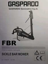 Gaspardo FBR Supporto Posteriore 3 Punti Falce Barra Falciatrice Attrezzo Manuale Proprietario e Ricambi