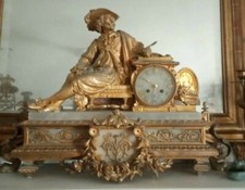 Orologio da tavolo in marmo e bronzo fine "800  francese