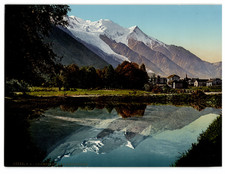 France, Chamonix et le Mont-Blanc, Coucher de Soleil vintage photochrom photoc