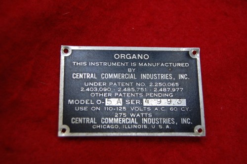 Etichetta metallo organo - in,