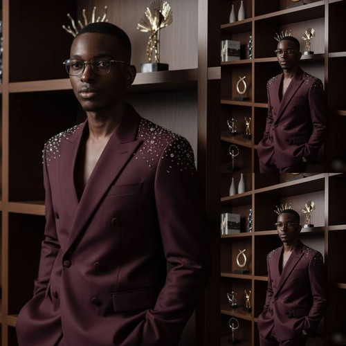 Tuta uomo bordeaux - , perline