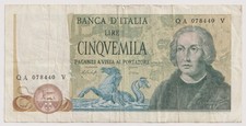 Banconote vintage Italia da 5.000 lire, anno 1977