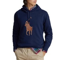 Felpa Polo Ralph Lauren The Rl Fleece Leather-big Pony In Pelle Hoodie