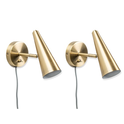 Brushed brass plug wall - 2x, in
