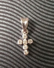 CIONDOLO CROCE DONNA UOMO  IN ORO BIANCO 18K CON DIAMANTI NATURALI 