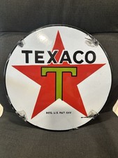 Insegna Lubester PORCELLANA TEXACO Vintage Originale Rara 15 In Tondo Non Piatto Pompa