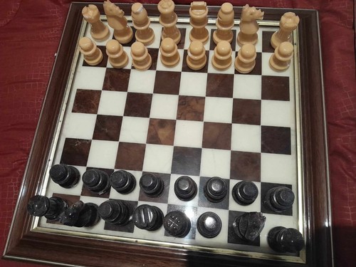 Gioco scacchi marmo con - scacchi,