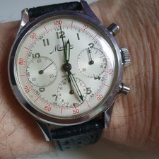 Vintage MINERVA 712 VD chronograph red tachy - Valjoux 72 - 36 mm  Steel Case 